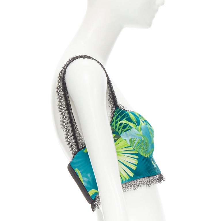 new VERSACE 2020 Iconic Jungle print lace trim boned bustier bralette ...