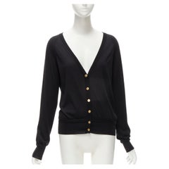 Versace - Cardigan en laine cashmere et soie noire avec boutons Méduse, taille IT 38, 2020, état neuf