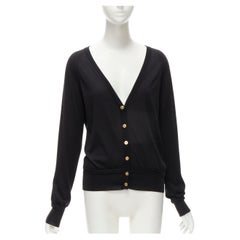 new VERSACE 2020 Medusa buttons black wool cashmere silk cardigan IT38 XS