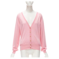 Versace - Cardigan en laine, cachemire et soie rose avec boutons Méduse, taille IT 42, 2020, état neuf