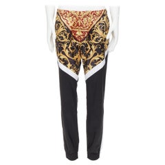 new VERSACE 2020 Red Barocco print black nylon Y2K track pants EU50 L