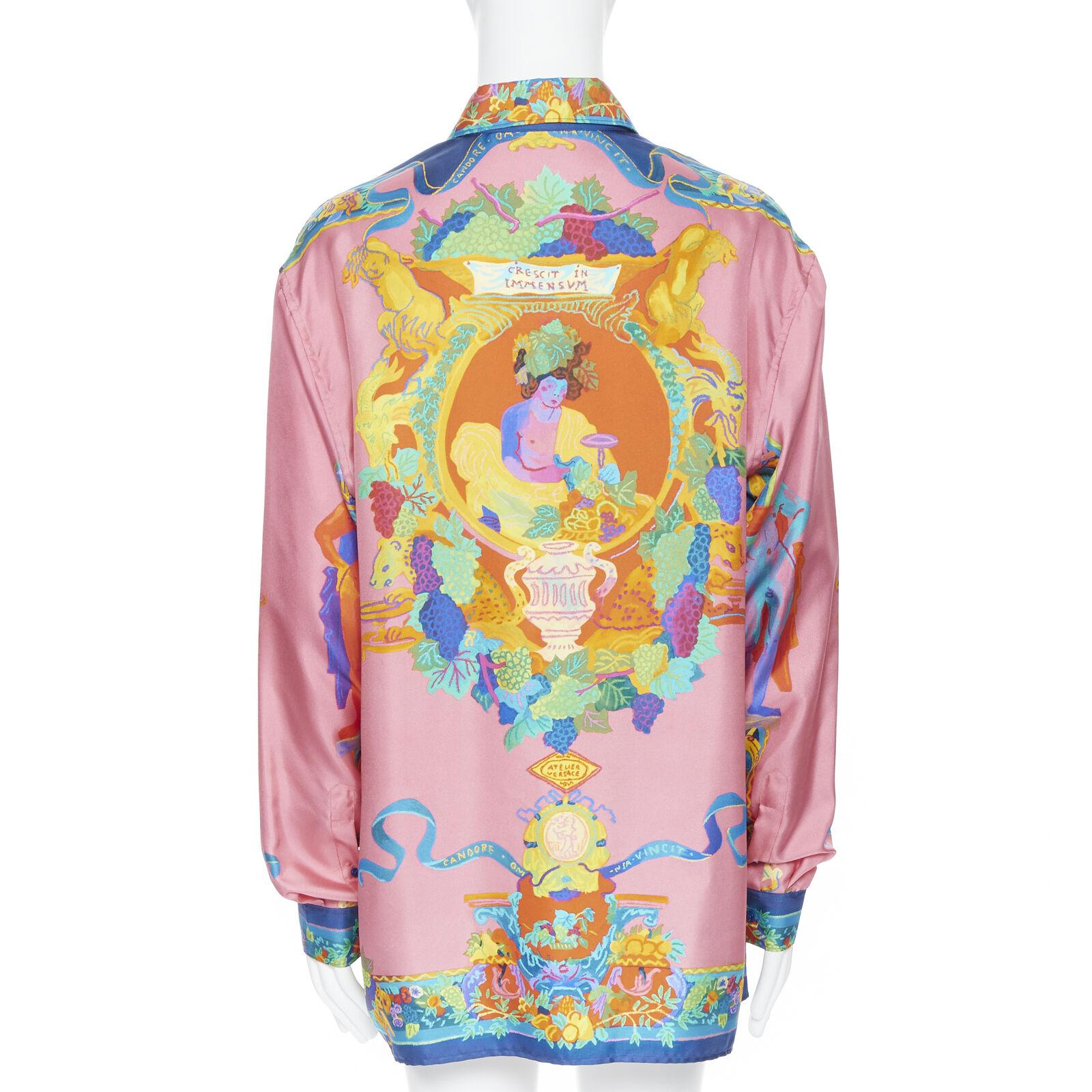 new VERSACE 2020 Runway Andy Dixon Caravaggio Archive pink silk shirt EU37 XS 1