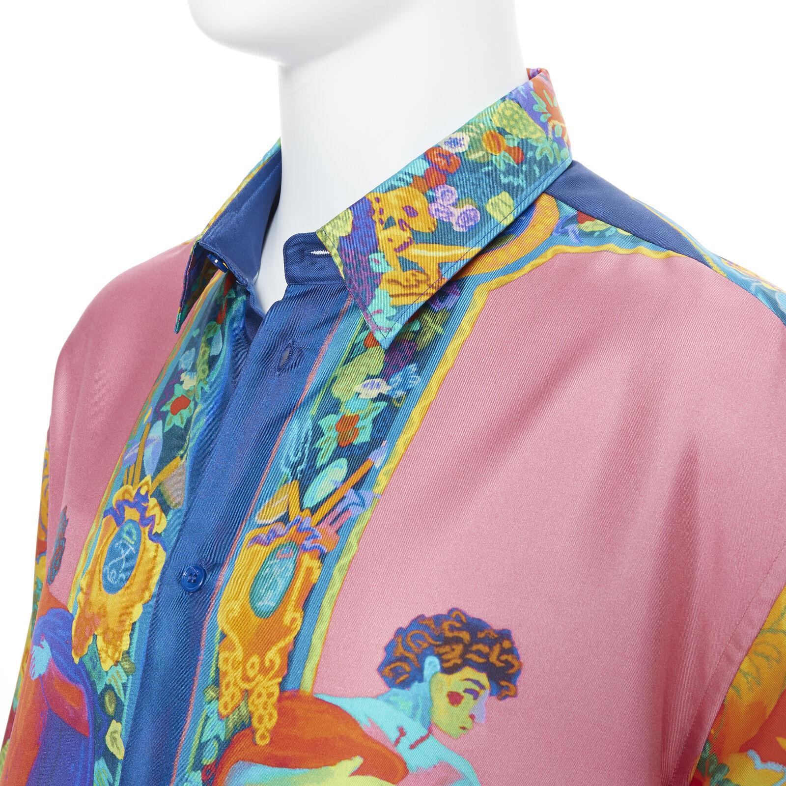 new VERSACE 2020 Runway Andy Dixon Caravaggio Archive pink silk shirt EU37 XS 3