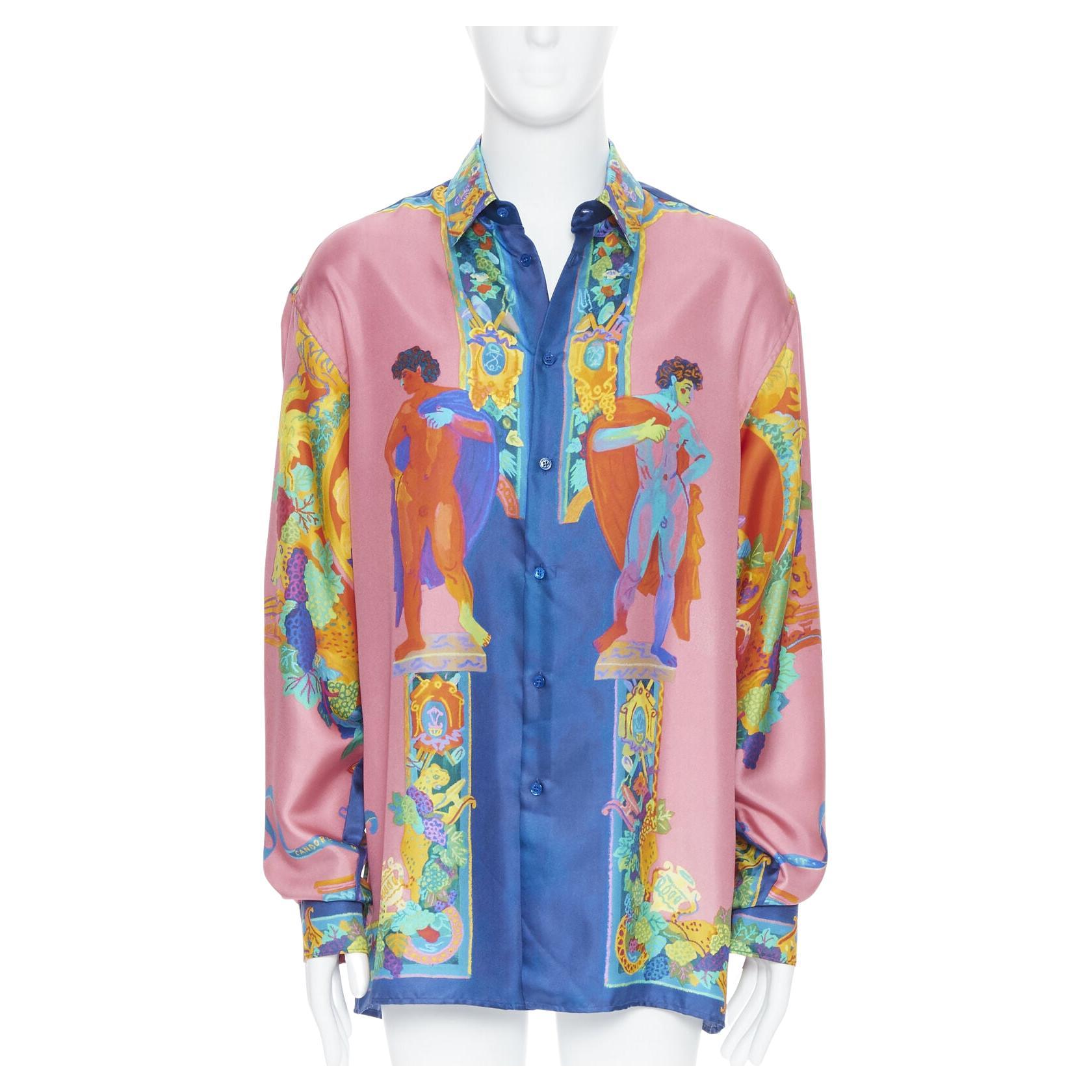 new VERSACE 2020 Runway Andy Dixon Caravaggio Archive pink silk shirt EU37 XS