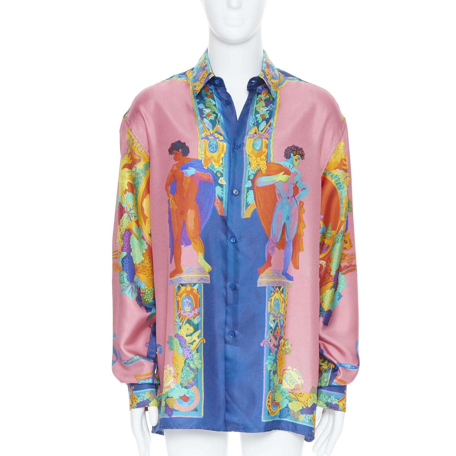 Men's new VERSACE 2020 Runway Andy Dixon Caravaggio Archive pink silk shirt EU38 S