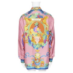 VERSACE Chemise en soie rose Andy Dixon Caravaggio Archive, défilé 2020, EU39 M, neuve