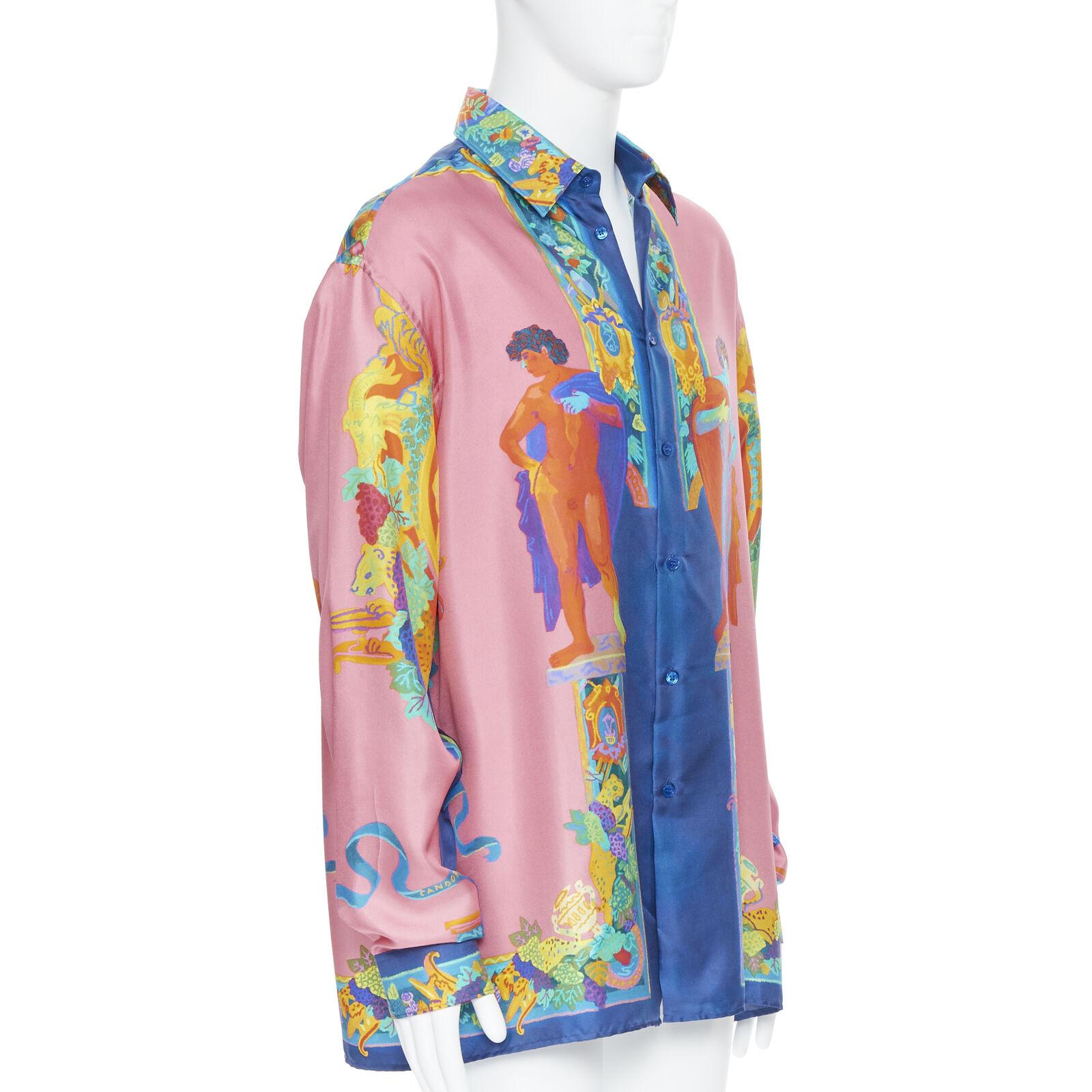 Men's new VERSACE 2020 Runway Andy Dixon Caravaggio Archive pink silk shirt EU40 L