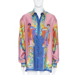 new VERSACE 2020 Runway Andy Dixon pink Grecian 100% silk shirt EU41