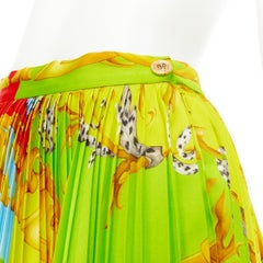new VERSACE 2020 Runway Barocco Acanthus Pop Medusa pleated midi skirt IT38 XS