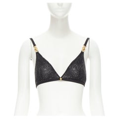 Neuer VERSACE 2020 Laufsteg-BH mit schwarzem Kristall-Strass und Goldmedaillon M