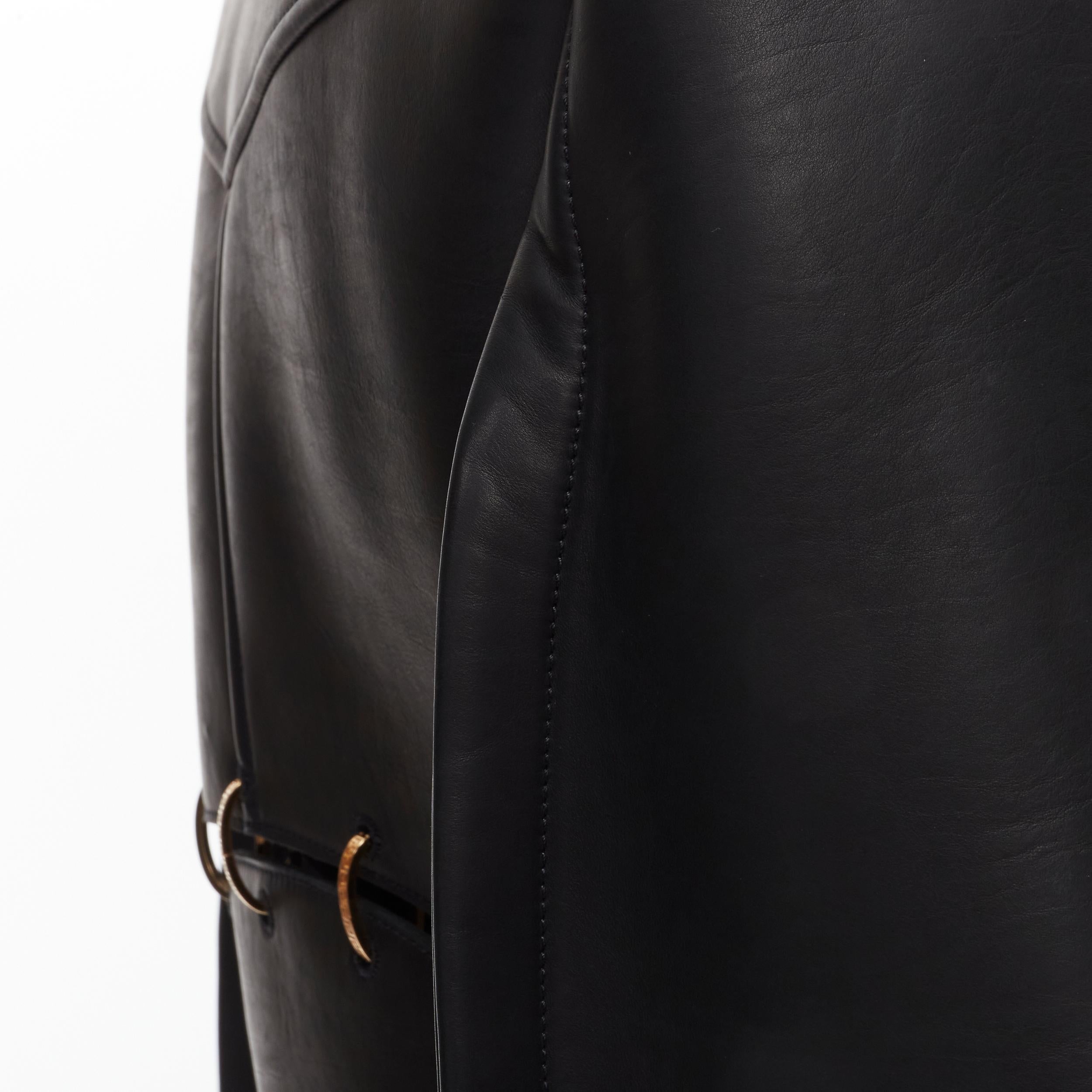 new VERSACE 2020 Runway black leather gold Greca ring biker jacket IT38 XS 5
