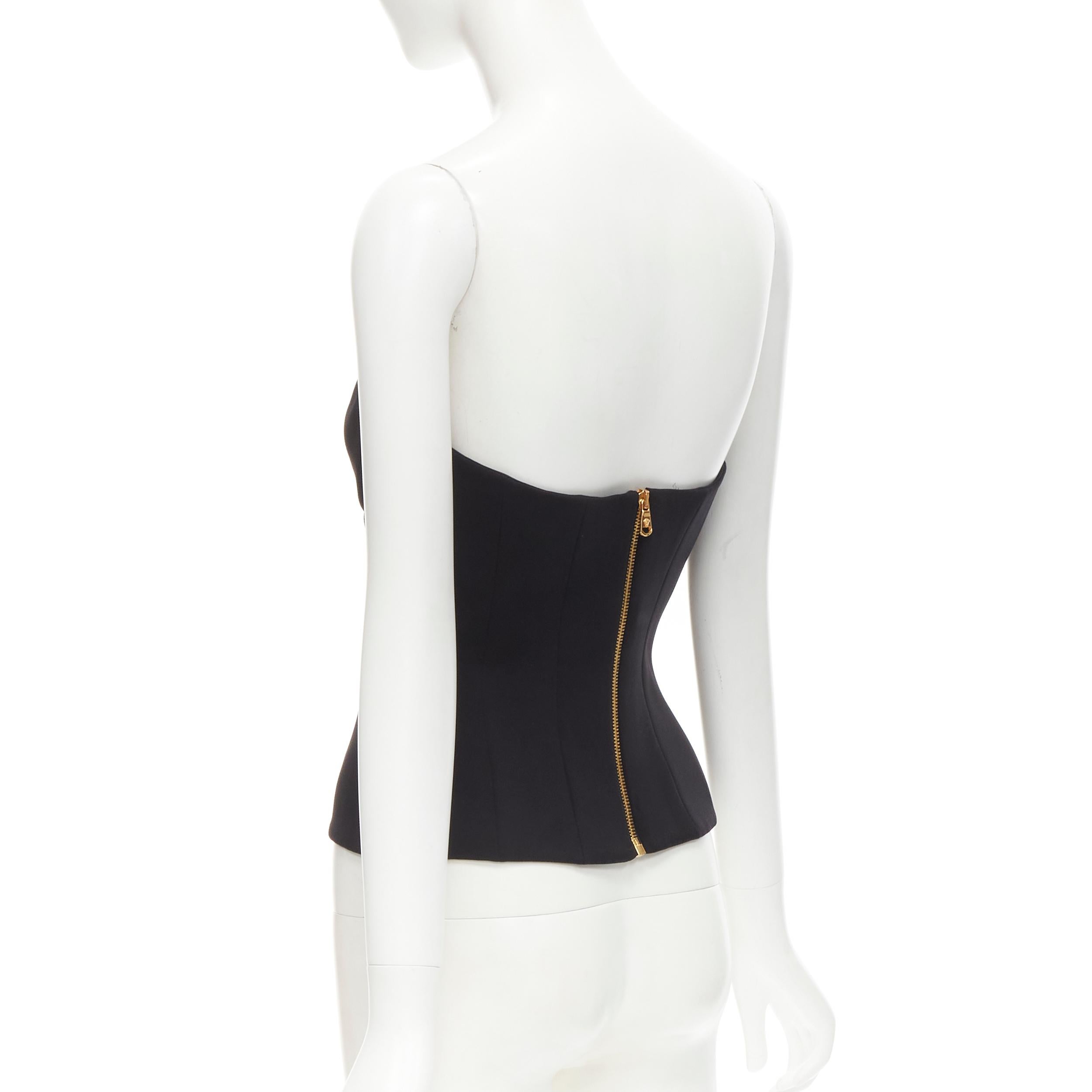 Women's new VERSACE 2020 Runway black sweetheart bustier corset top IT38 XS