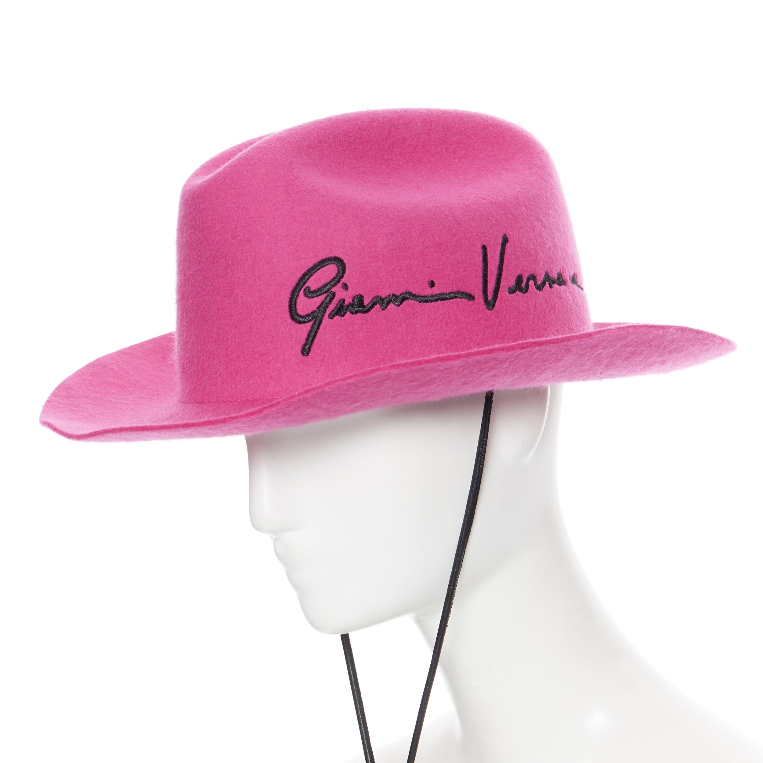 new VERSACE 2020 Runway Gianni GV Signature pink wool Medusa cowboy hat EU58 4