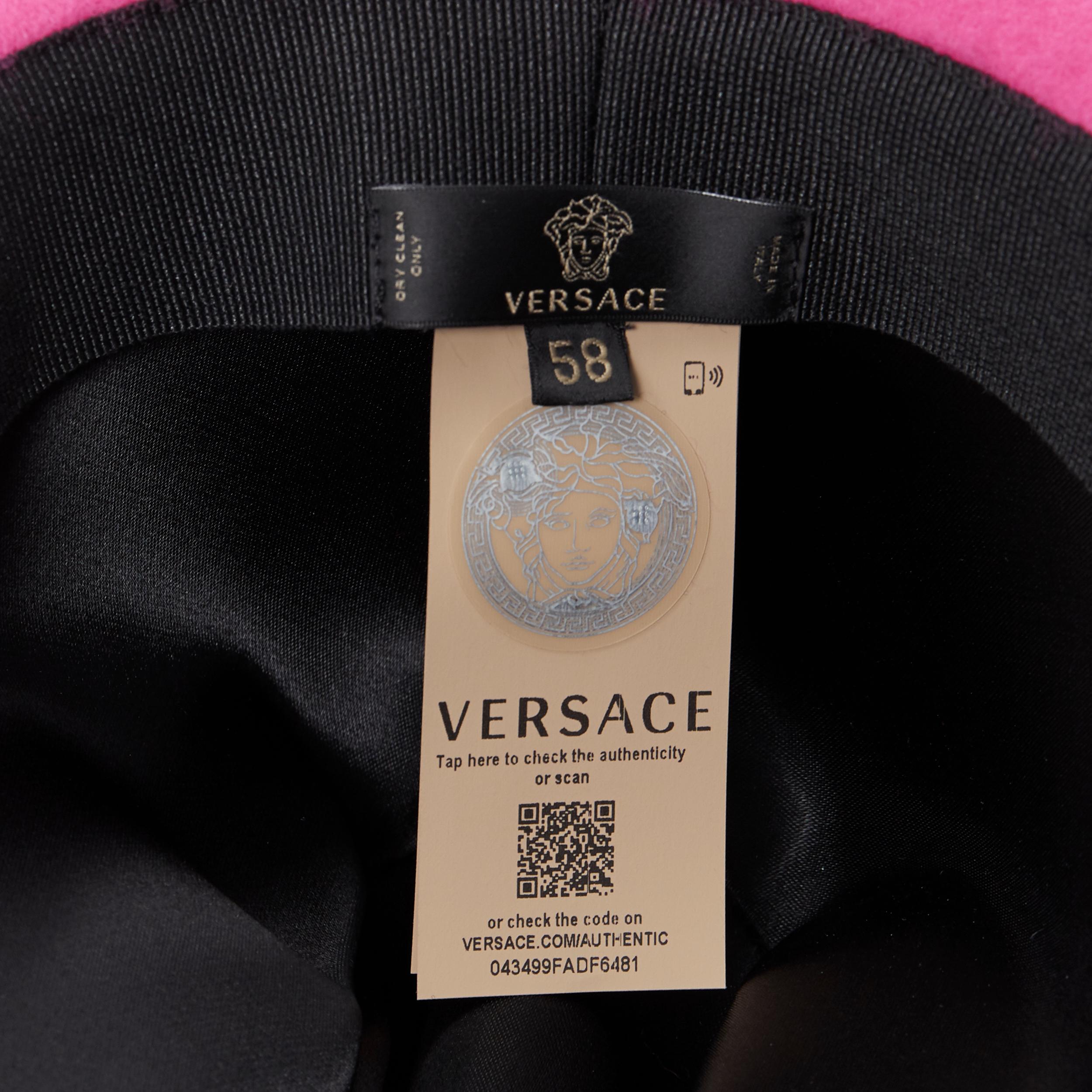 new VERSACE 2020 Runway Gianni GV Signature pink wool Medusa cowboy hat EU58 5