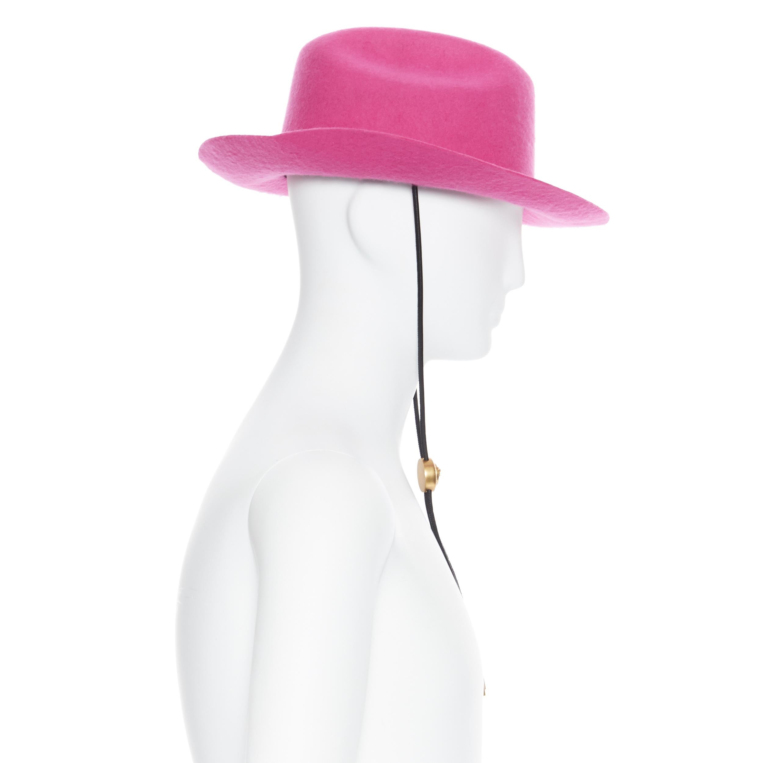 new VERSACE 2020 Runway Gianni GV Signature pink wool Medusa cowboy hat EU58 1