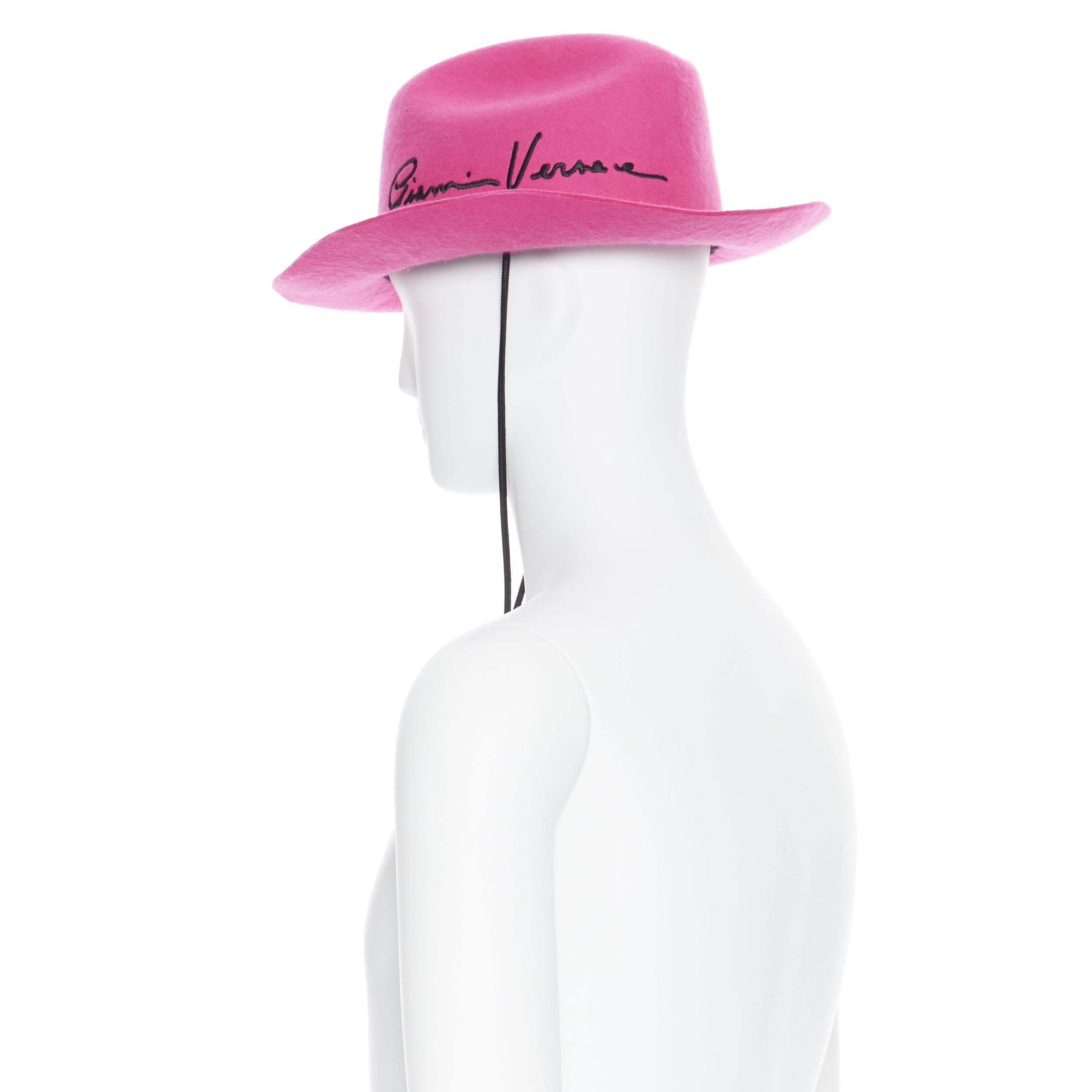 new VERSACE 2020 Runway Gianni GV Signature pink wool Medusa cowboy hat EU58 3