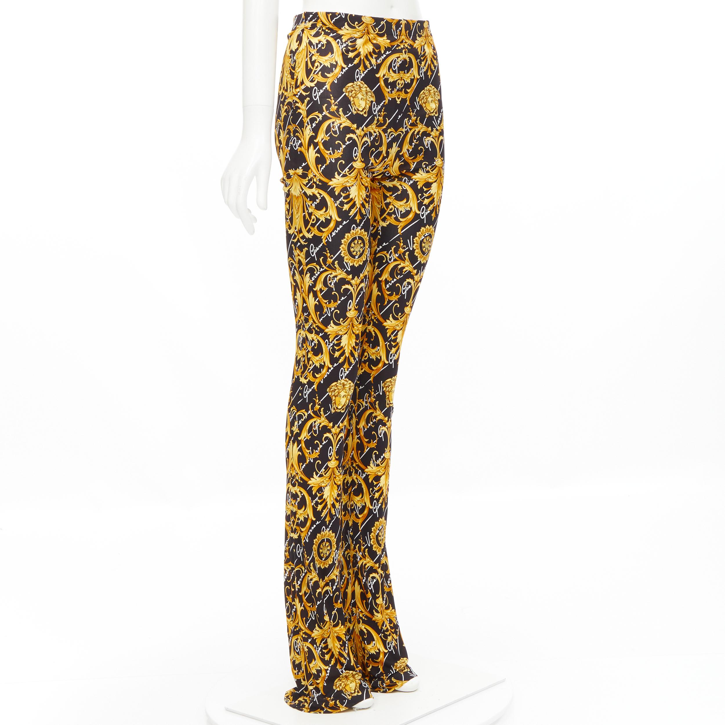 new VERSACE 2020 Runway Gianni Signature Medusa Barocco gold flare pants IT42 M In New Condition In Hong Kong, NT