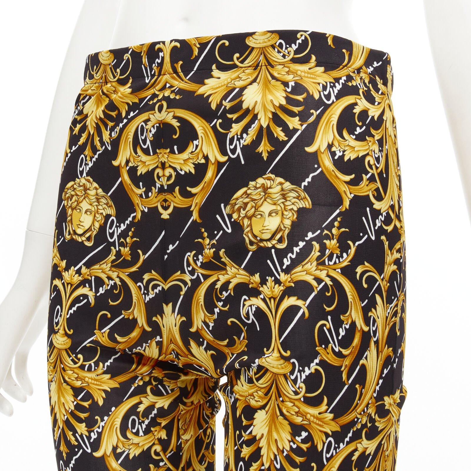 new VERSACE 2020 Runway Gianni Signature Medusa Barocco gold flare pants IT42 M For Sale 2