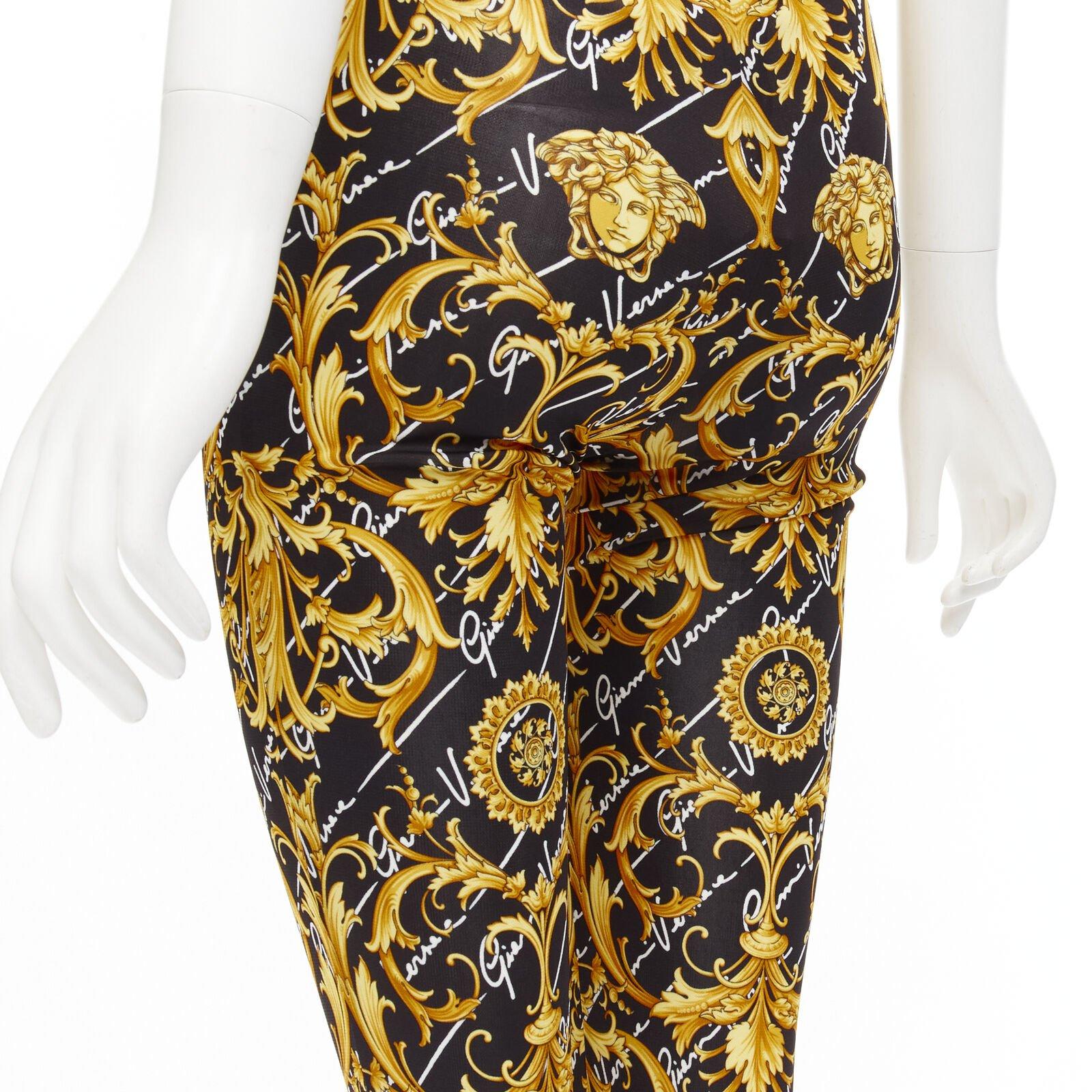 new VERSACE 2020 Runway Gianni Signature Medusa Barocco gold flare pants IT42 M For Sale 3