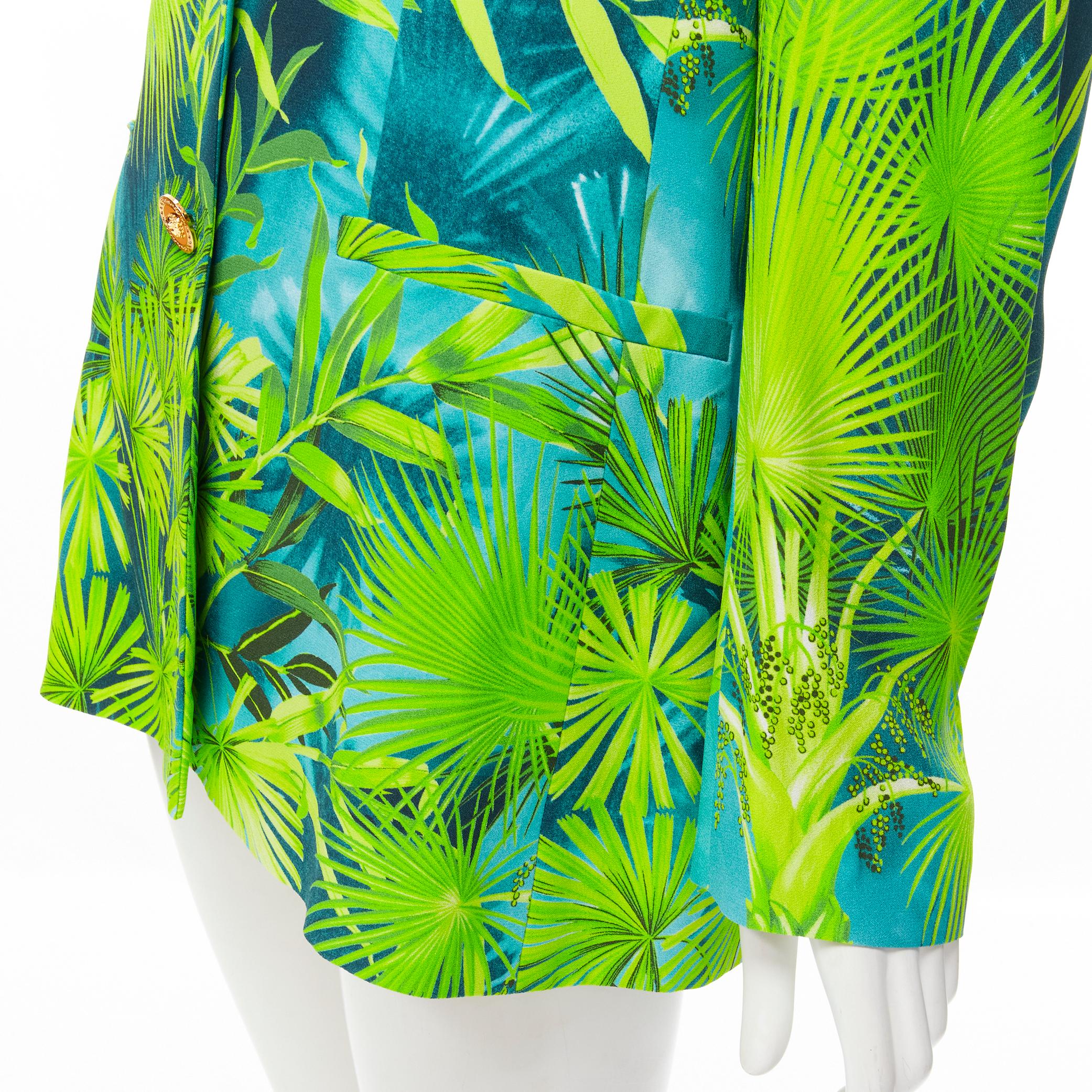 new VERSACE 2020 Runway Iconic Jungle print Medusa button green blazer IT46 L 4