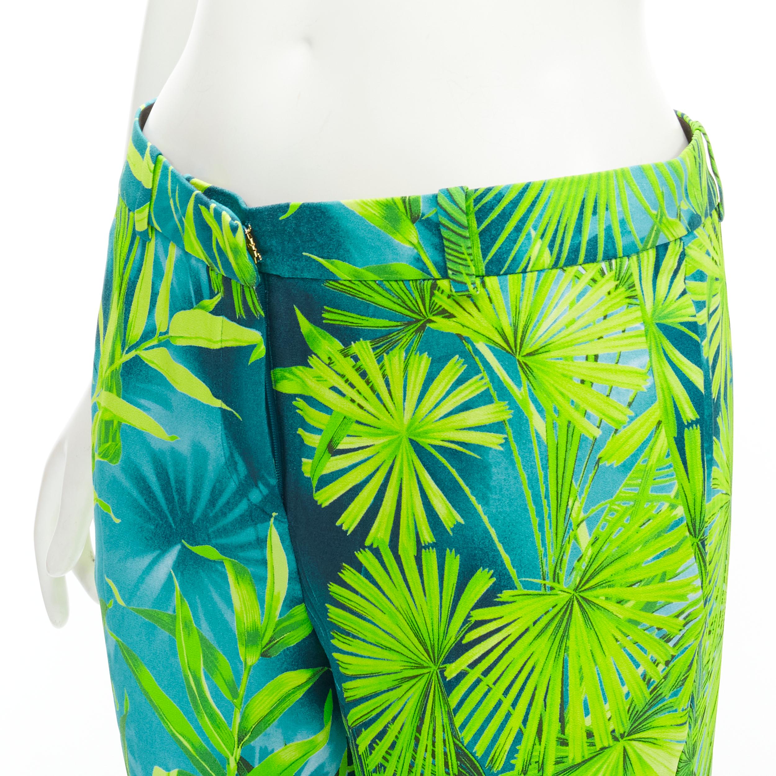 new VERSACE 2020 Runway Jlo Jungle green tropical print viscose pants IT40 S 2