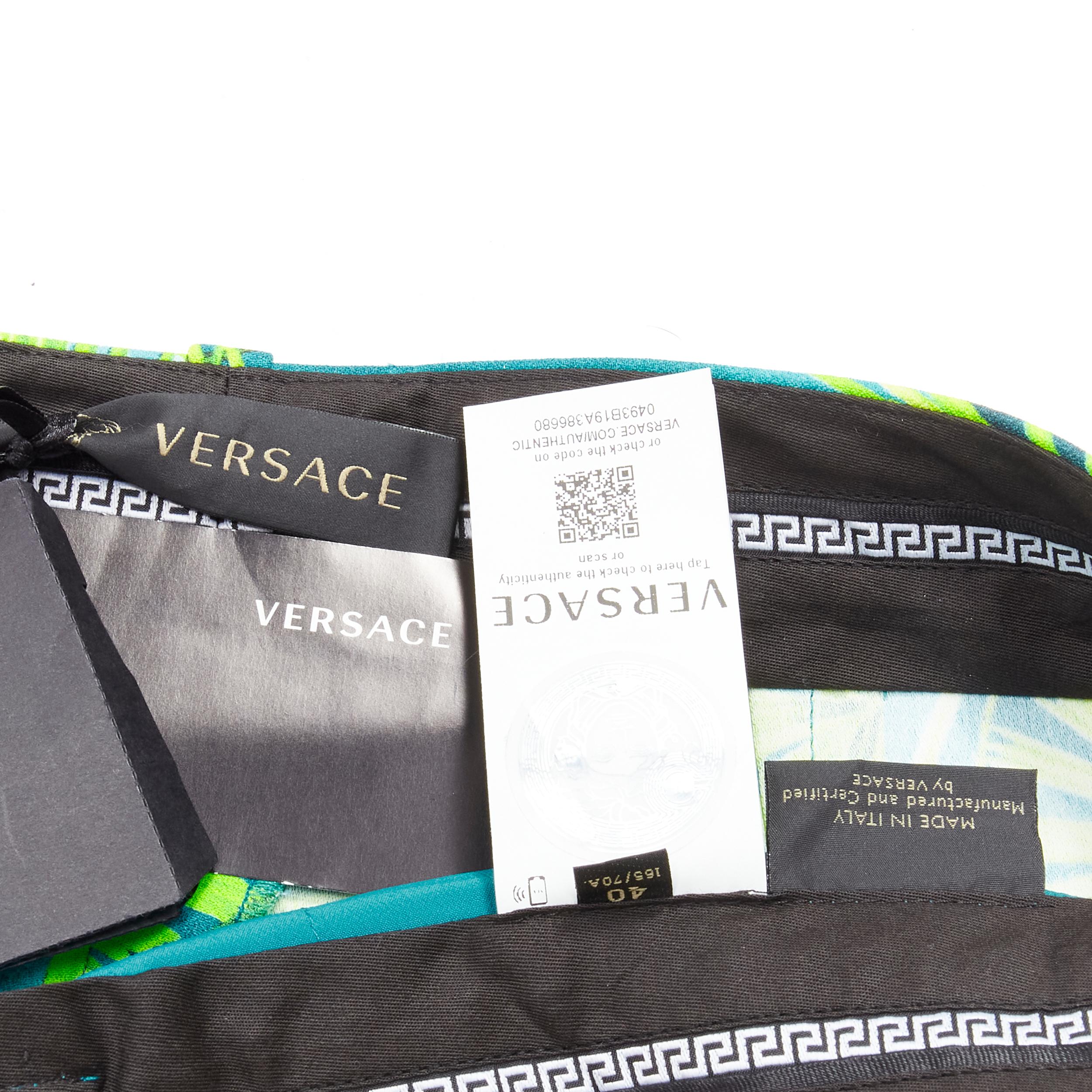 new VERSACE 2020 Runway Jlo Jungle green tropical print viscose pants IT40 S 4