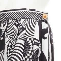 new VERSACE 2020 Runway Optical Virtus graphic Barocco pleated skirt IT42 M