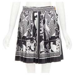 new VERSACE 2020 Runway Optical Virtus graphic Barocco pleated skirt IT42 M