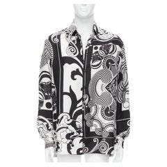 nuovo VERSACE 2020 Runway Optical Virtus grafica Barocco stampa camicia in seta EU40 M