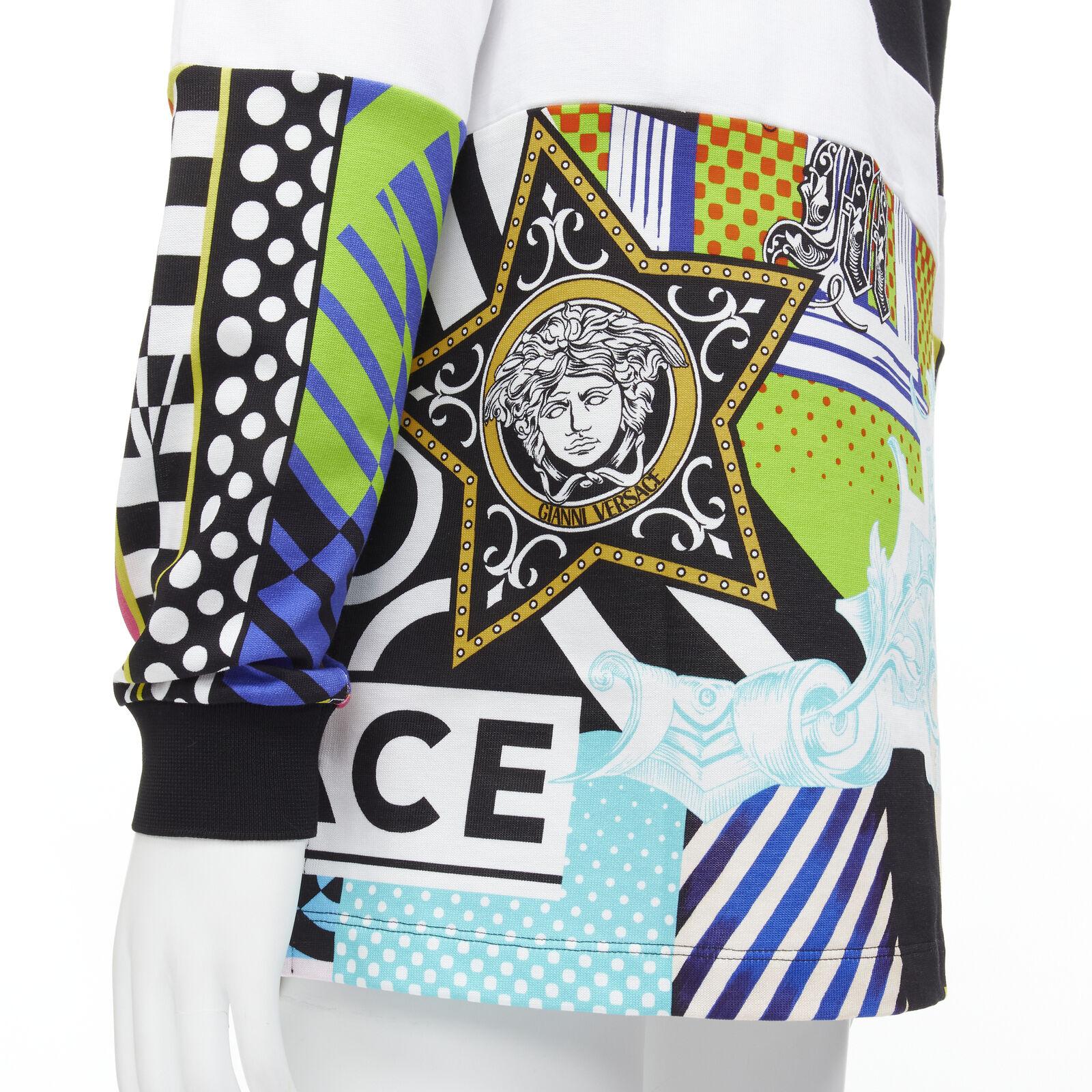 new VERSACE 2020 Runway Pop Temple Box logo patchwork polo shirt top L For Sale 4