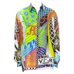 new VERSACE 2020 Runway Pop Temple collage vintage print silk shirt EU39 M