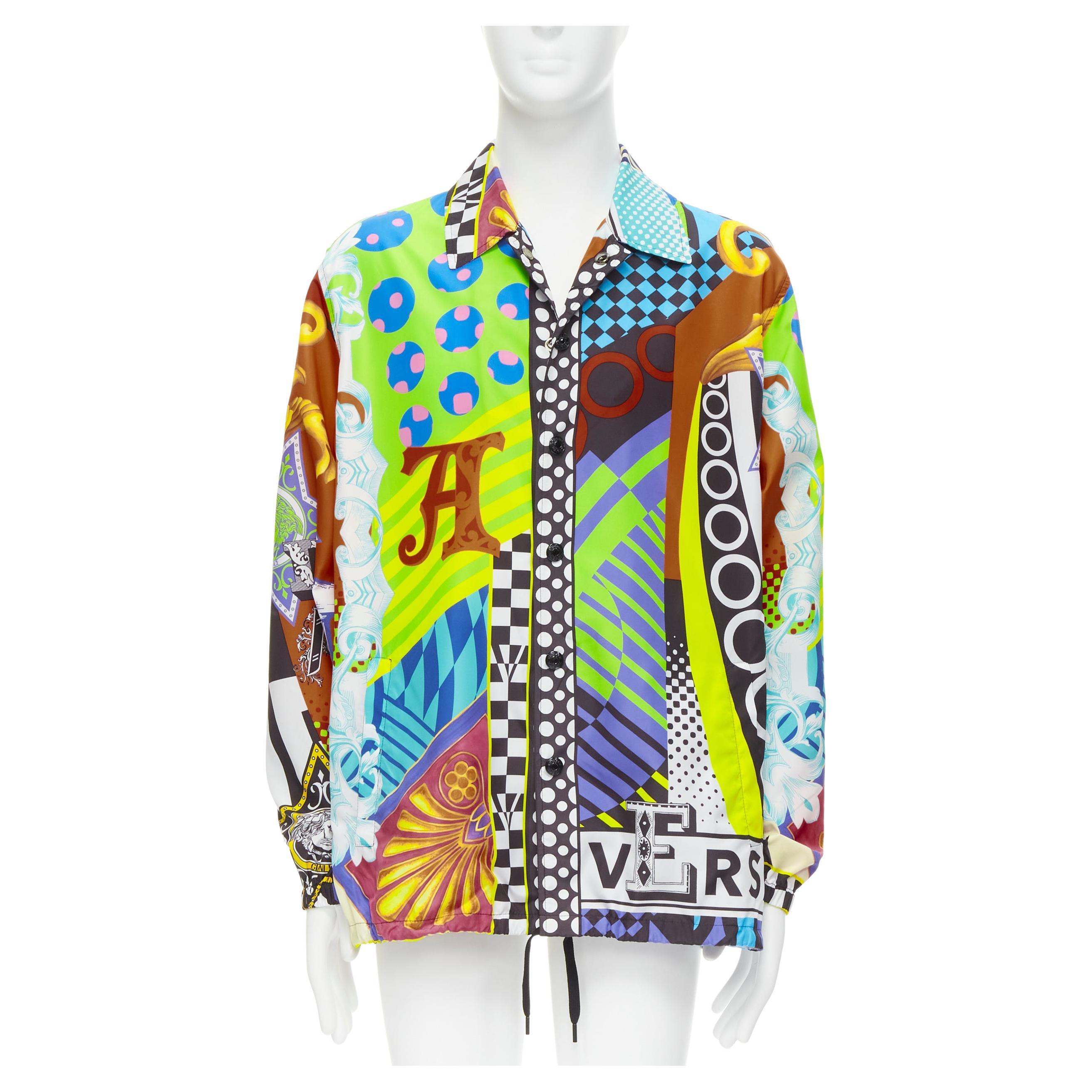 Veste chemise VERSACE défilé Pop Temple en nylon neuve, taille IT 46 S, 2020