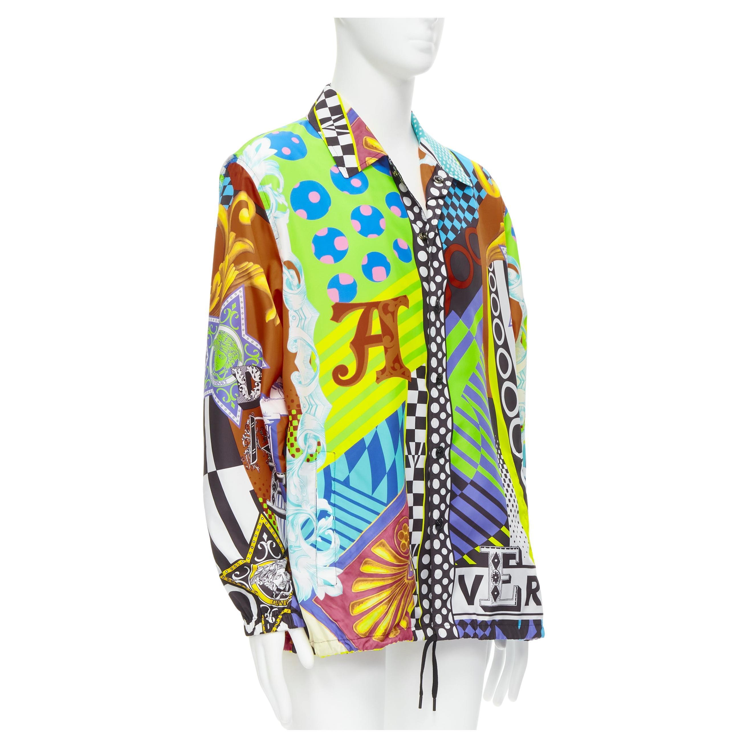 new VERSACE 2020 Runway Pop Temple nylon windbreaker over shirt jacket IT48 M