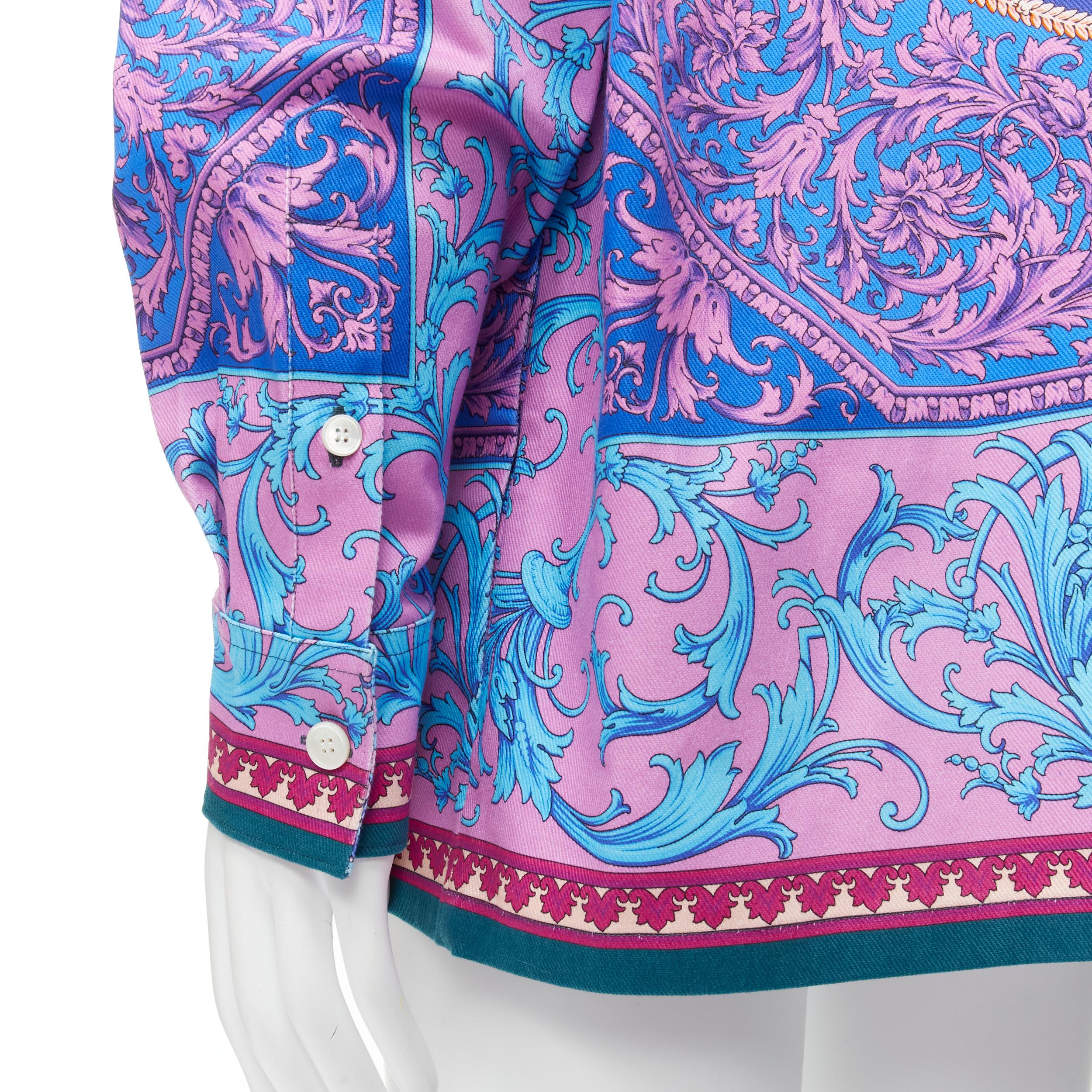 new VERSACE 2020 Runway purple blue Barocco cotton oversized jacket EU52 XL 5