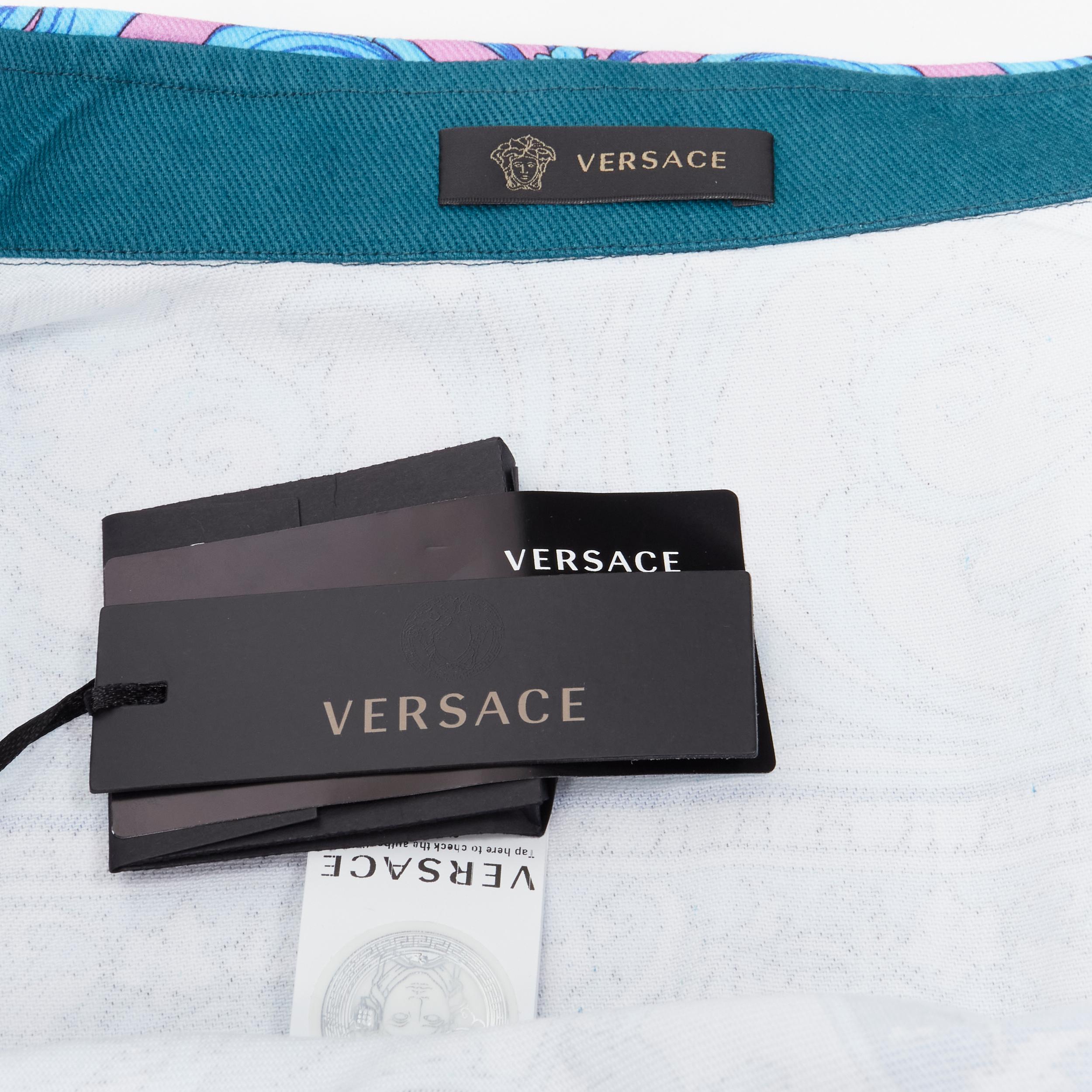 new VERSACE 2020 Runway purple blue Barocco cotton oversized jacket EU52 XL 7