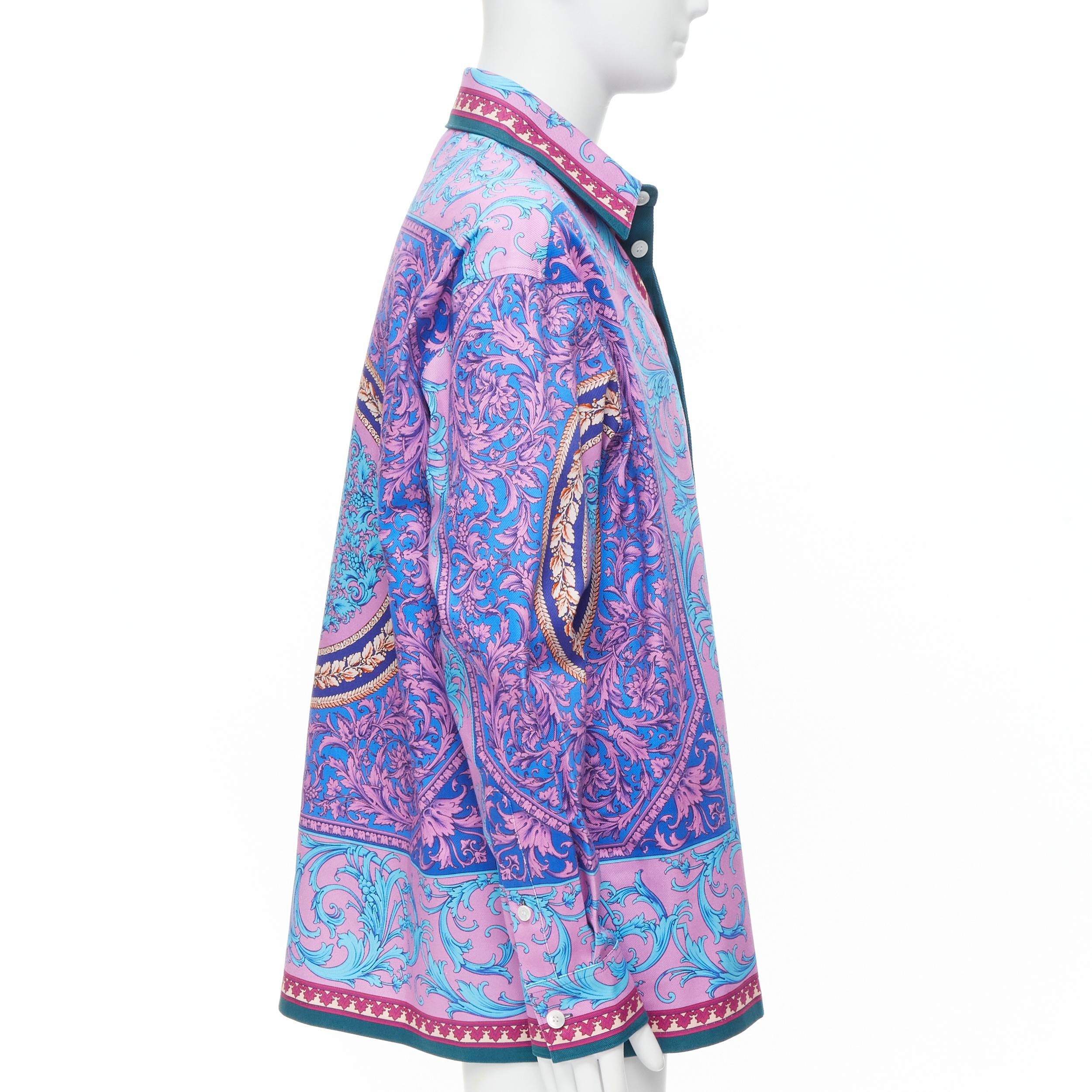 Men's new VERSACE 2020 Runway purple blue Barocco cotton oversized jacket EU52 XL
