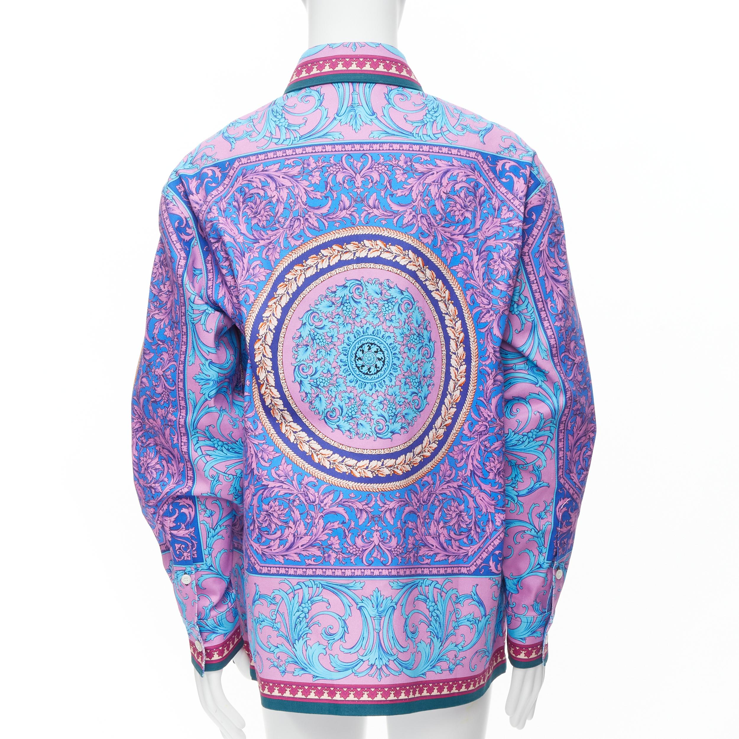 new VERSACE 2020 Runway purple blue Barocco cotton oversized jacket EU52 XL 1