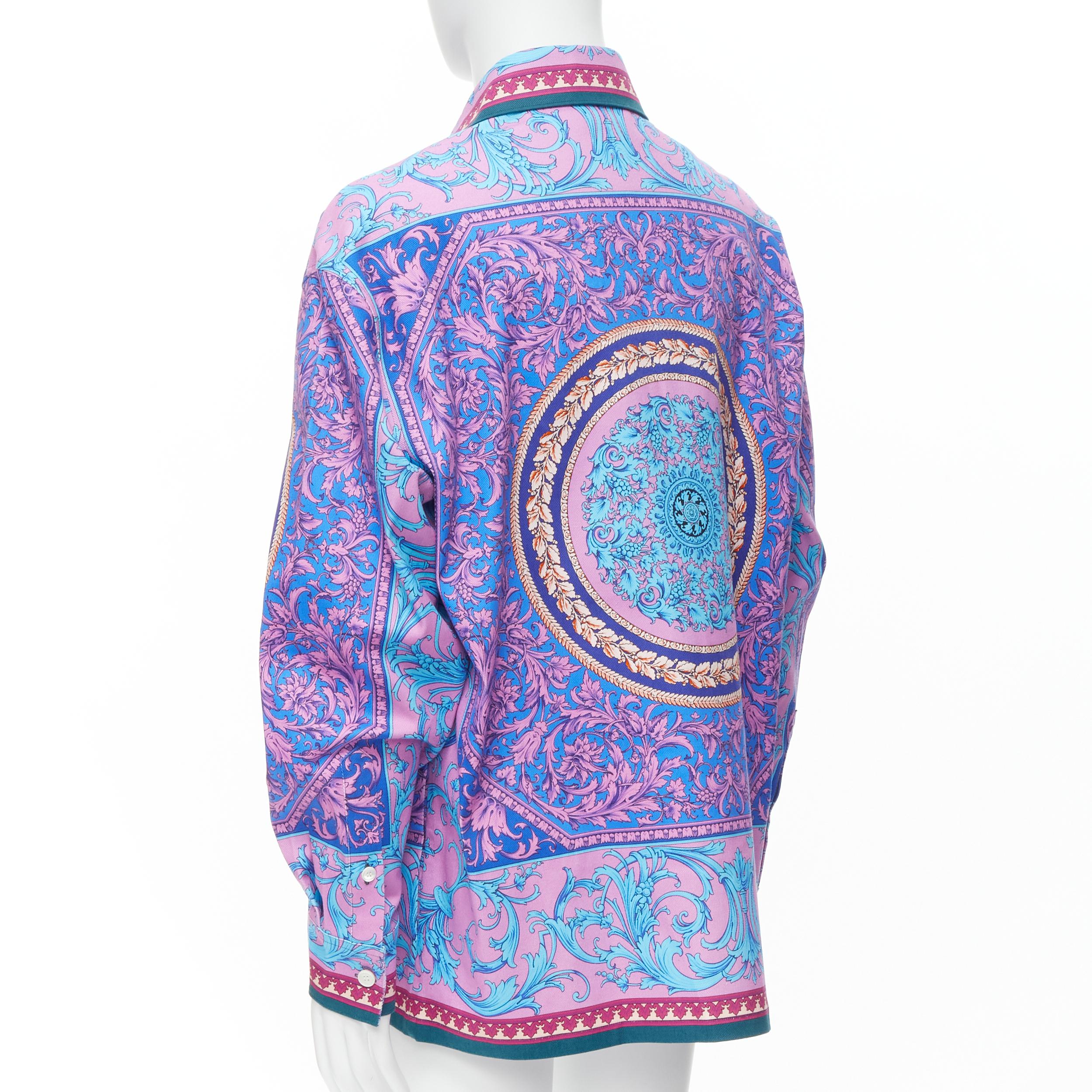 new VERSACE 2020 Runway purple blue Barocco cotton oversized jacket EU52 XL 2