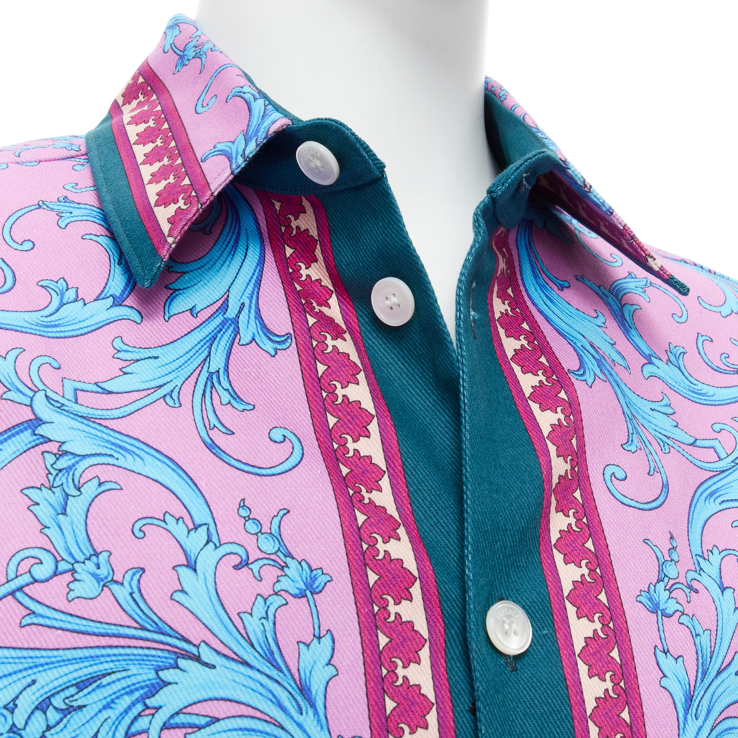 new VERSACE 2020 Runway purple blue Barocco cotton oversized jacket EU52 XL 3
