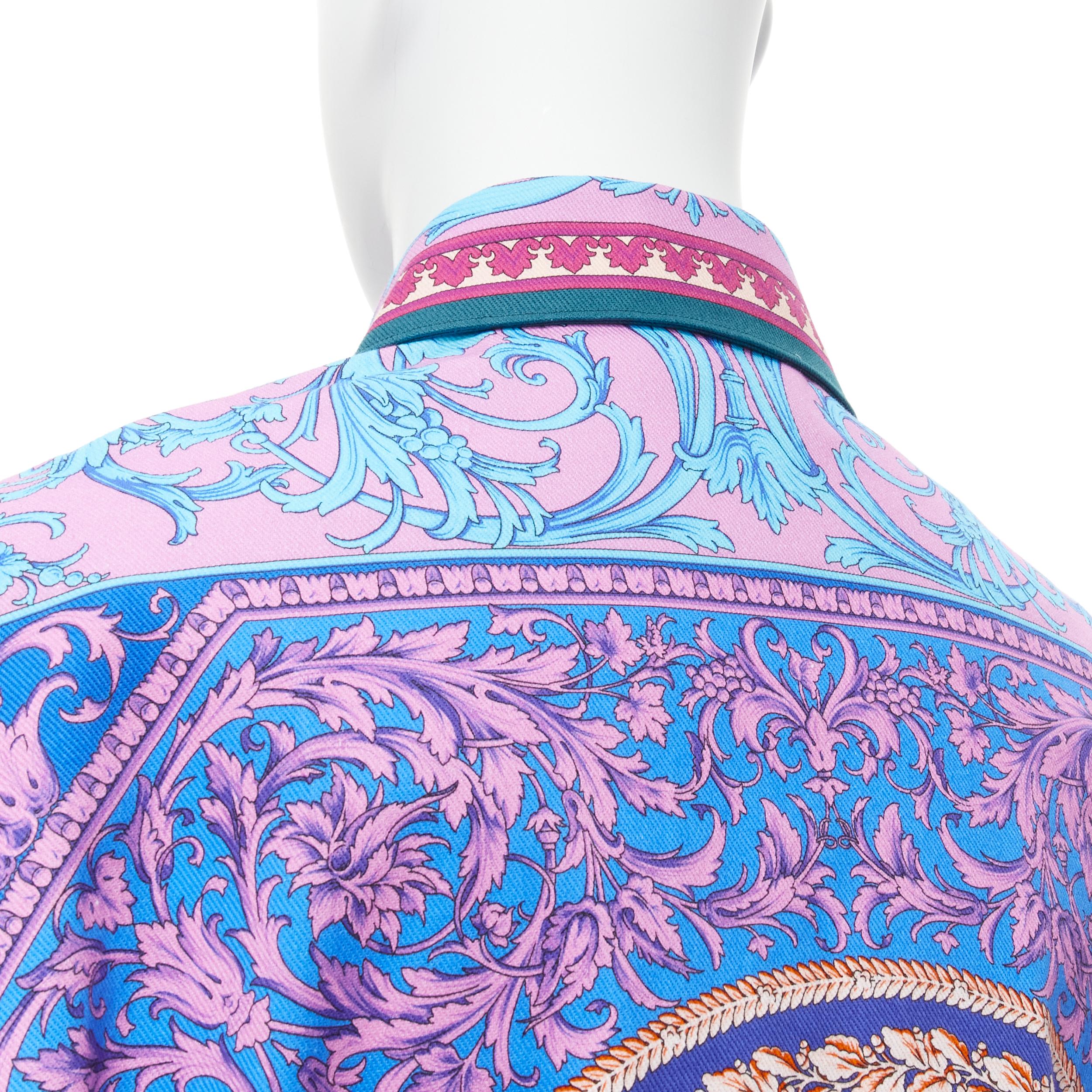 new VERSACE 2020 Runway purple blue Barocco cotton oversized jacket EU52 XL 4