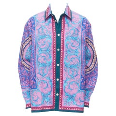 new VERSACE 2020 Runway purple blue Barocco cotton oversized jacket EU52 XL