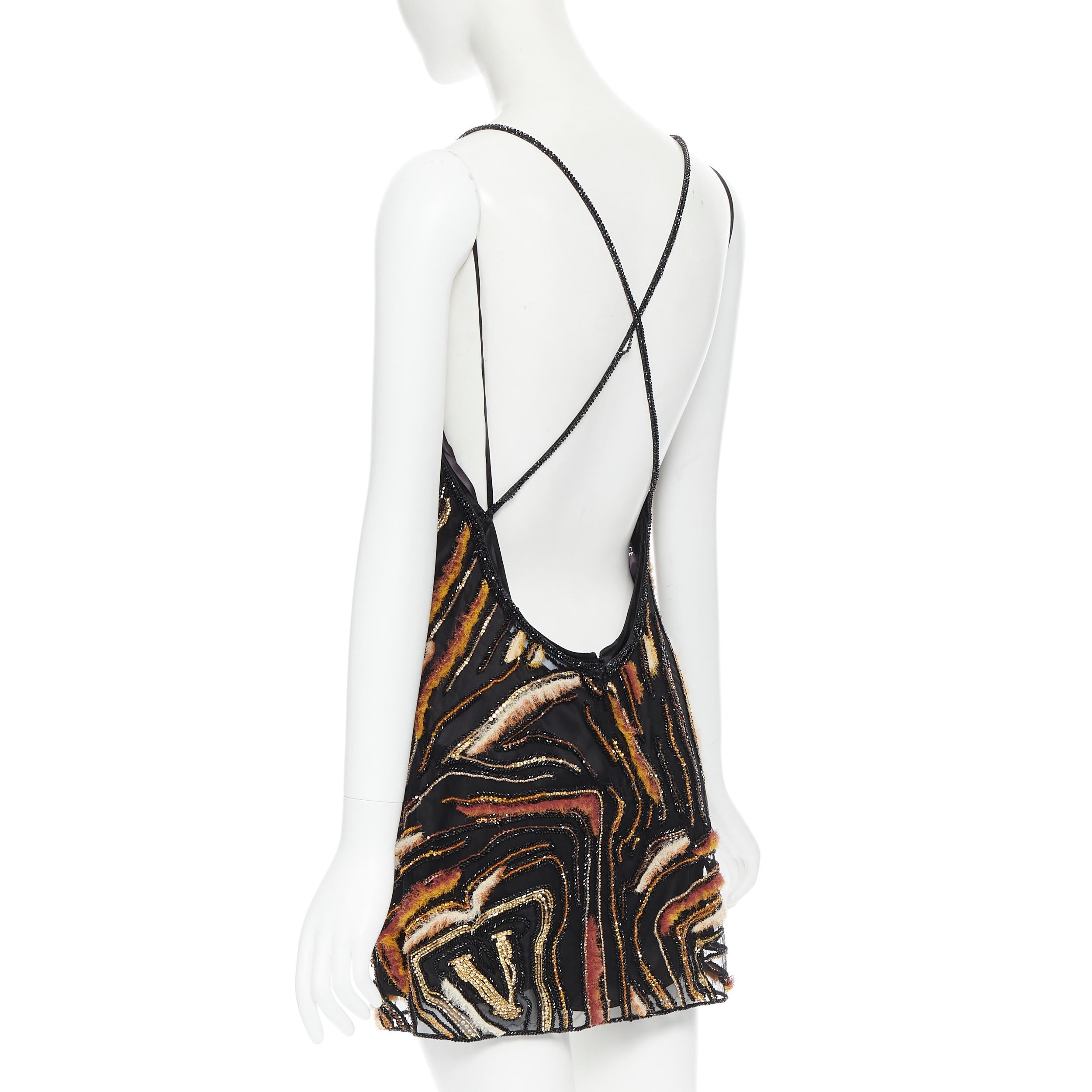 Women's new VERSACE 2020 Runway Virtus Animalier bead embellished dress IT38 XS $7800