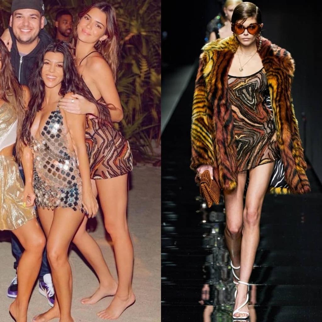 new VERSACE 2020 Runway Virtus Animalier bead embellished dress IT40 S $7800 
Reference: TGAS/C00752 
Brand: Versace 
Designer: Donatella Versace 
Collection: Fall Winter 2020 Runway 
As seen on: Kaia Gerber, Kendall Jenner 
Material: Silk 
Color: