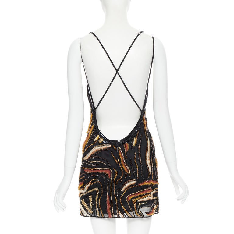 virtus animalier embroidered mini dress Eloise Hand Beaded Mini Dress - Gold Swirl Print main image 1