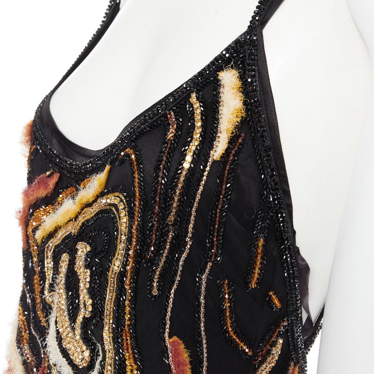 virtus animalier embroidered mini dress Eloise Hand Beaded Mini Dress - Gold Swirl Print