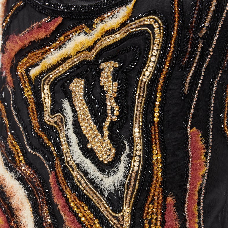 new VERSACE 2020 Runway Virtus Animalier bead embellished dress IT42 M $7800