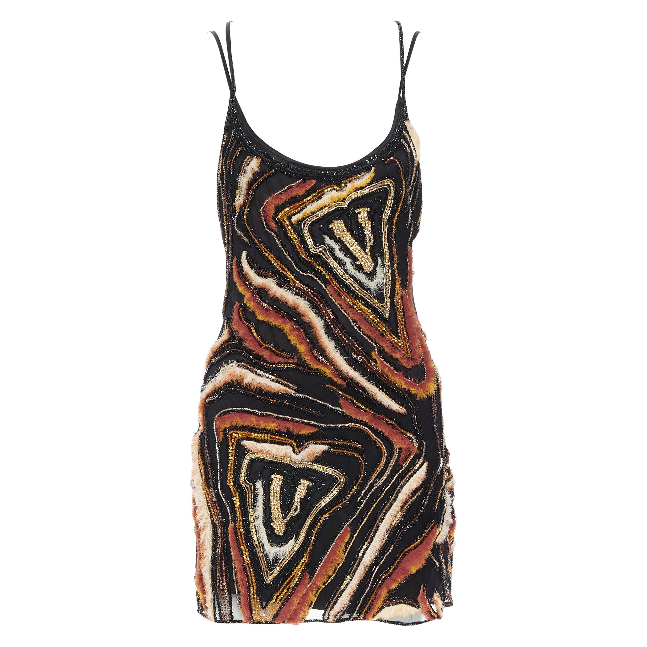 new VERSACE 2020 Runway Virtus Animalier bead embellished dress IT42 M $7800