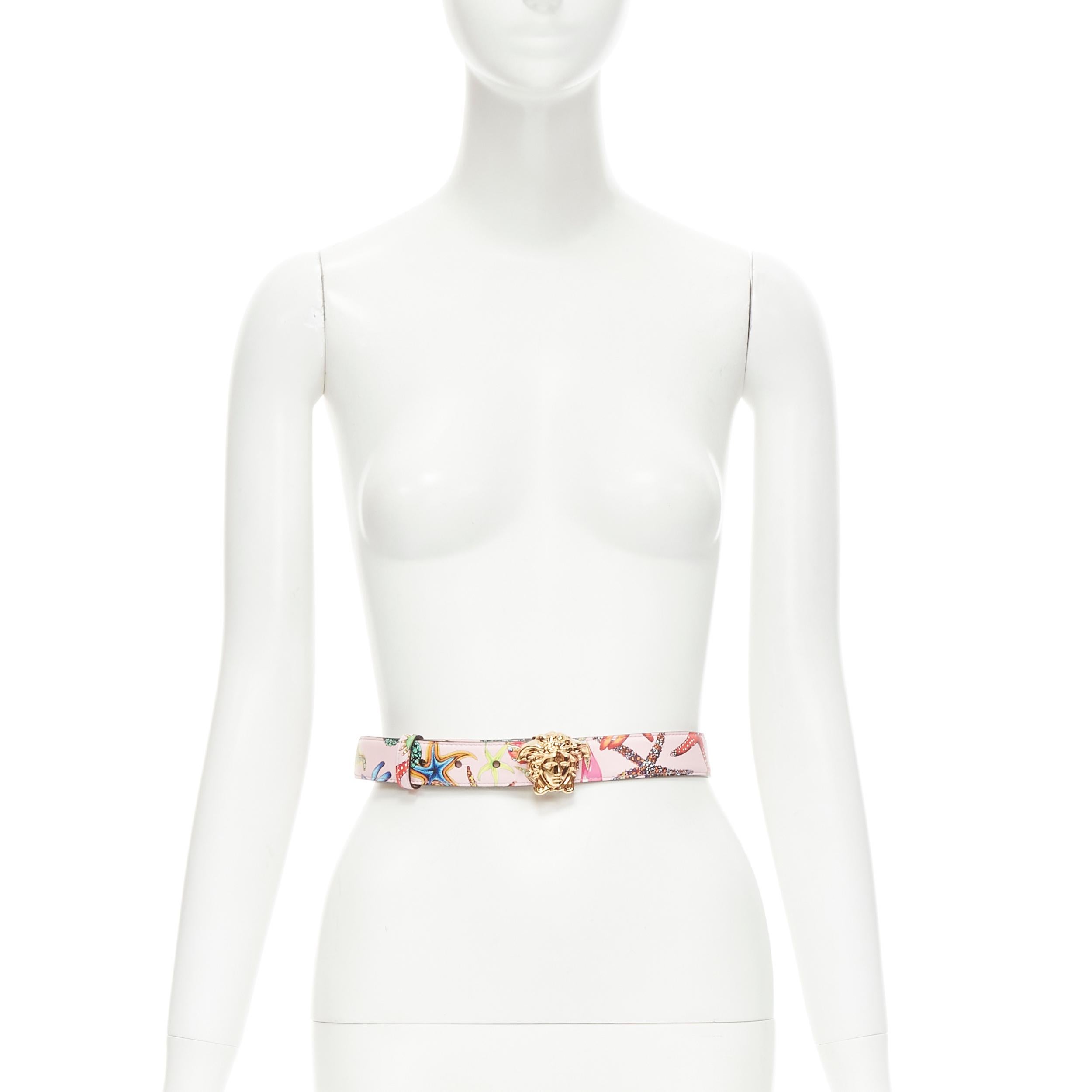 new VERSACE 2021 La Medusa gold pink Tresor De La Mer leather belt 80cm 30-34