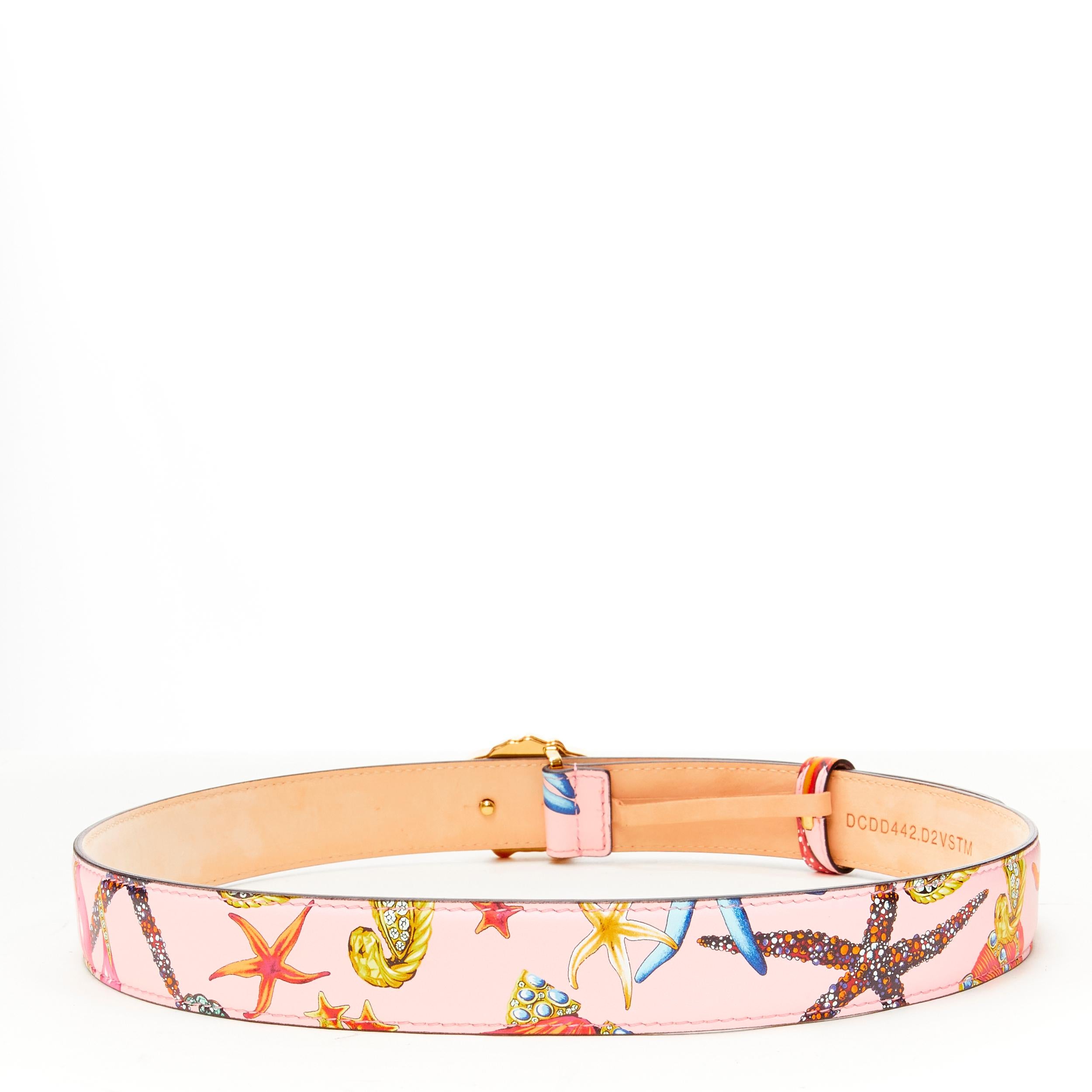 new VERSACE 2021 La Medusa gold pink Tresor De La Mer leather belt 80cm 30-34