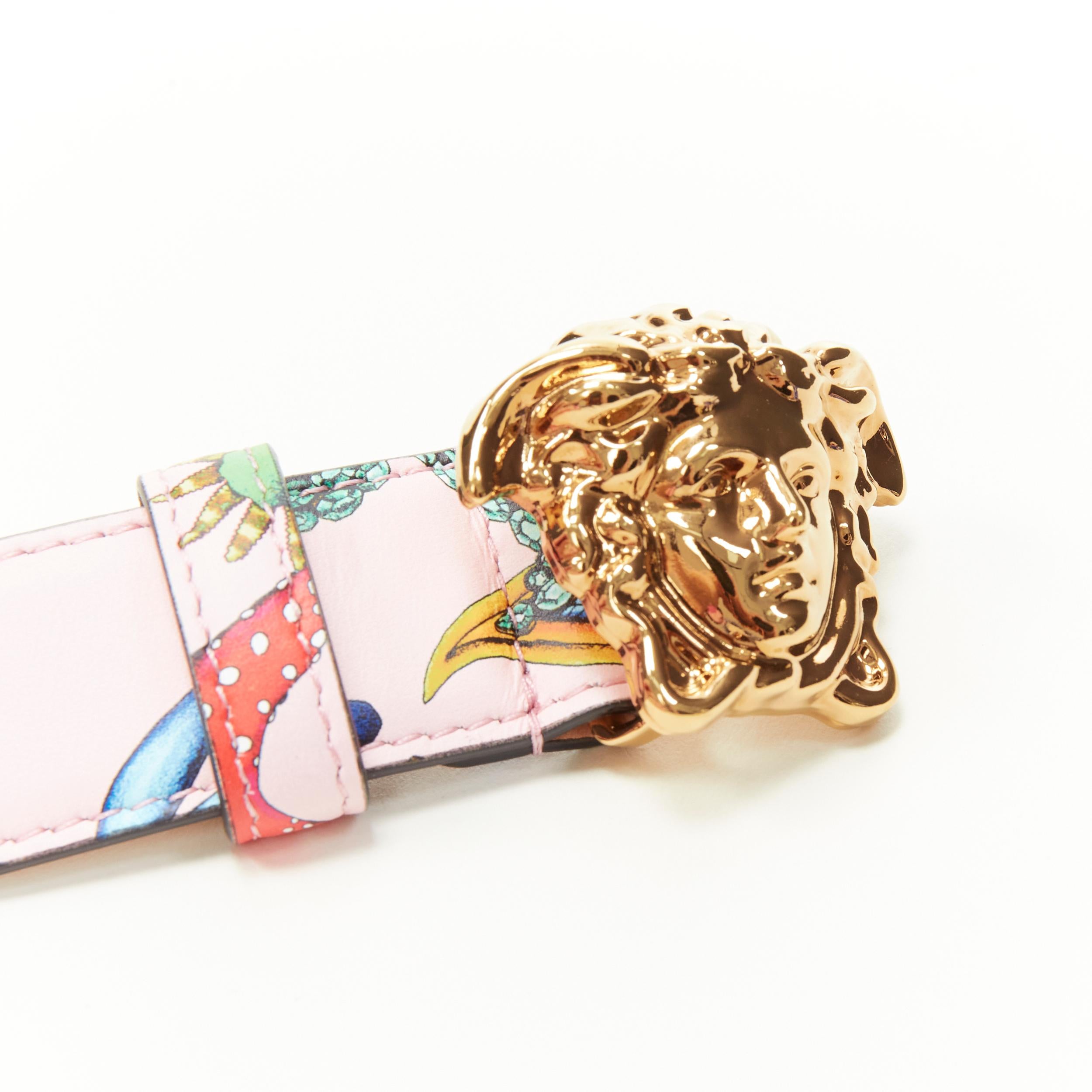 new VERSACE 2021 La Medusa gold pink Tresor De La Mer leather belt 80cm 30-34